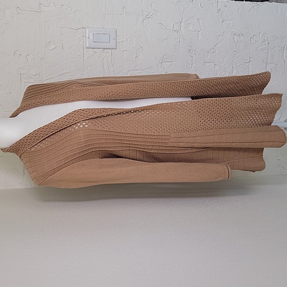 Notations Cardigan Sweater Open Front Longline Longsleeve Layer Knit Brown Tan M - Picture 6 of 15